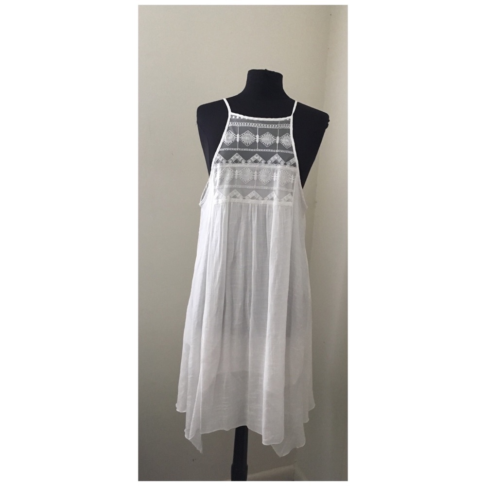 White Boho Style Sundress w/ Mesh Front
